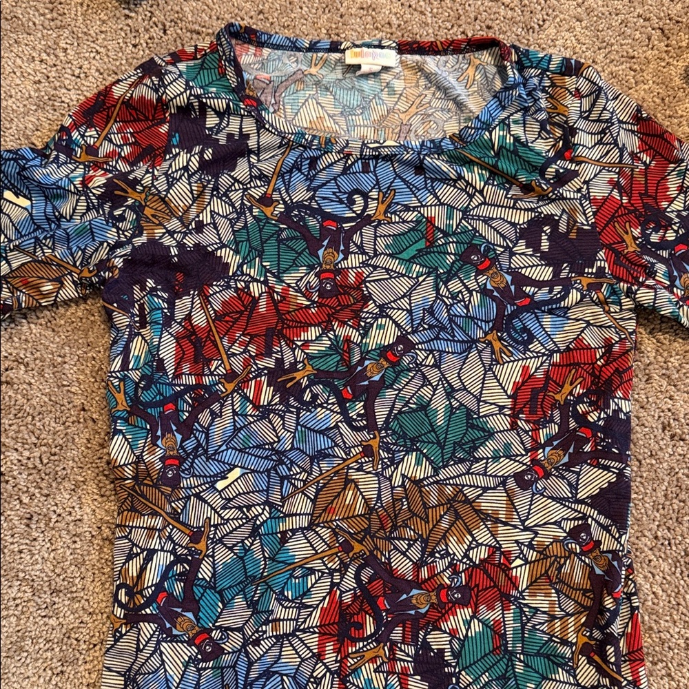 LuLaRoe Multicolor Abstract Short Sleeve Top